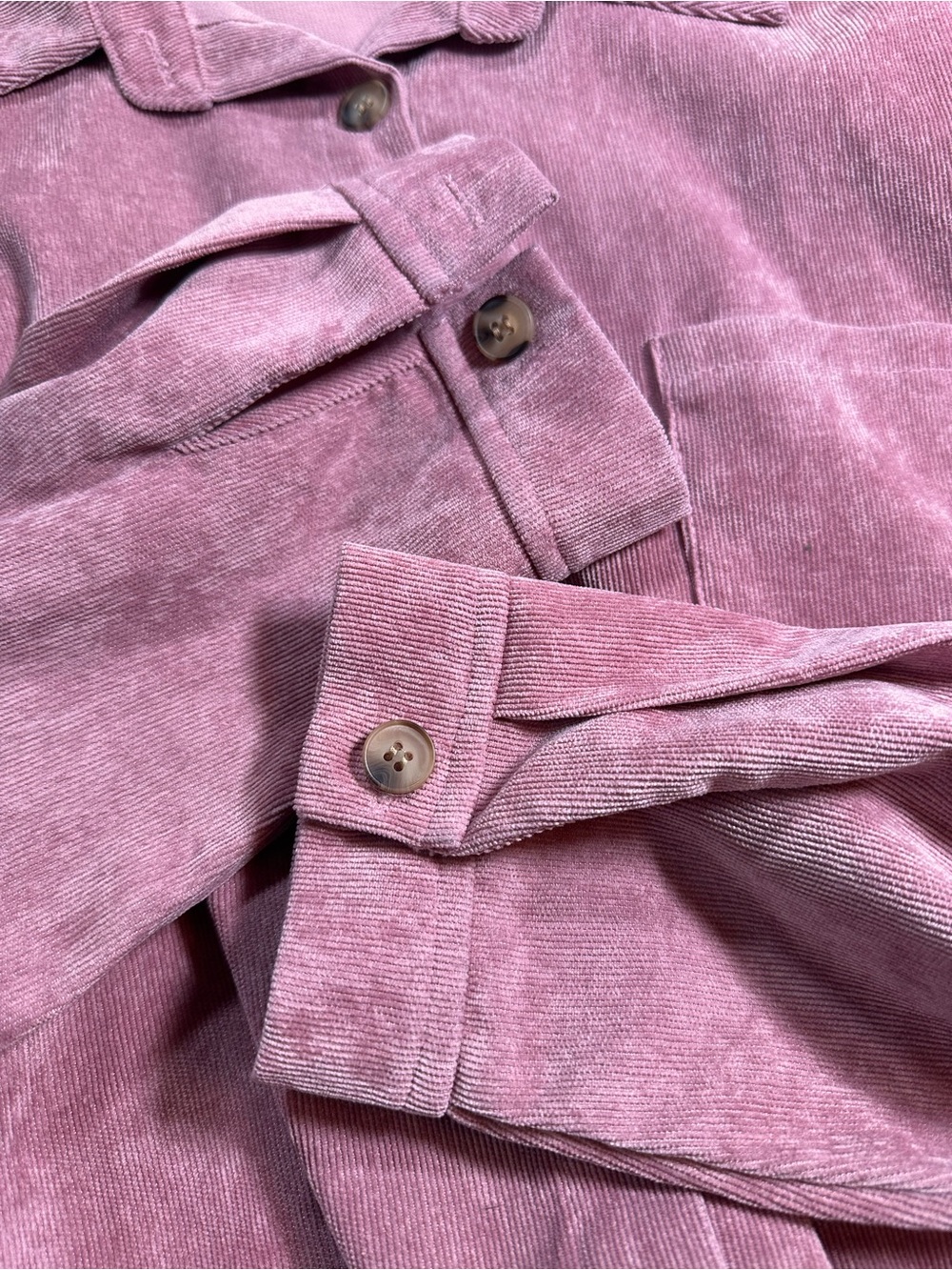 Shein Curve • Muted Rose Pink Lightweight Corduroy Button Up Shirt - Picture 8 of 9
